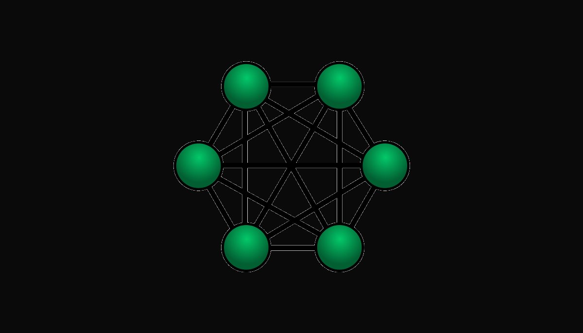 Network mesh topology diagram representing interconnected systems