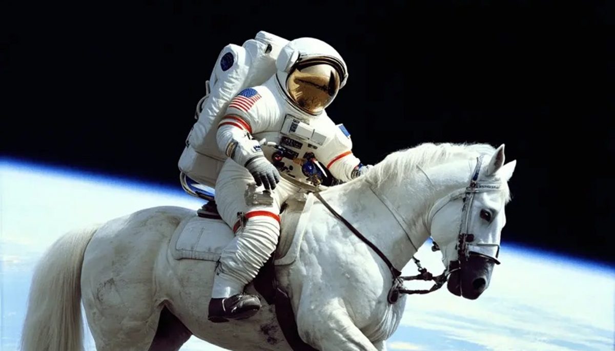 Astronaut riding a horse, AI-generated
